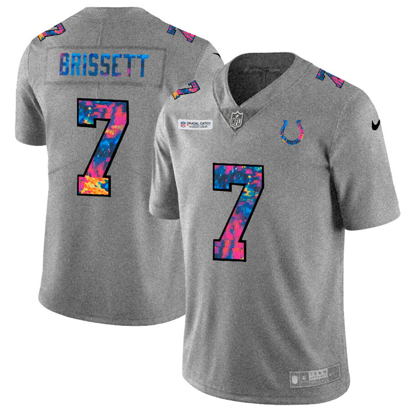 NFL Indianapolis Colts #7 Jacoby Brissett Men Nike MultiColor 2020  Crucial Catch  Jersey Grey->indianapolis colts->NFL Jersey